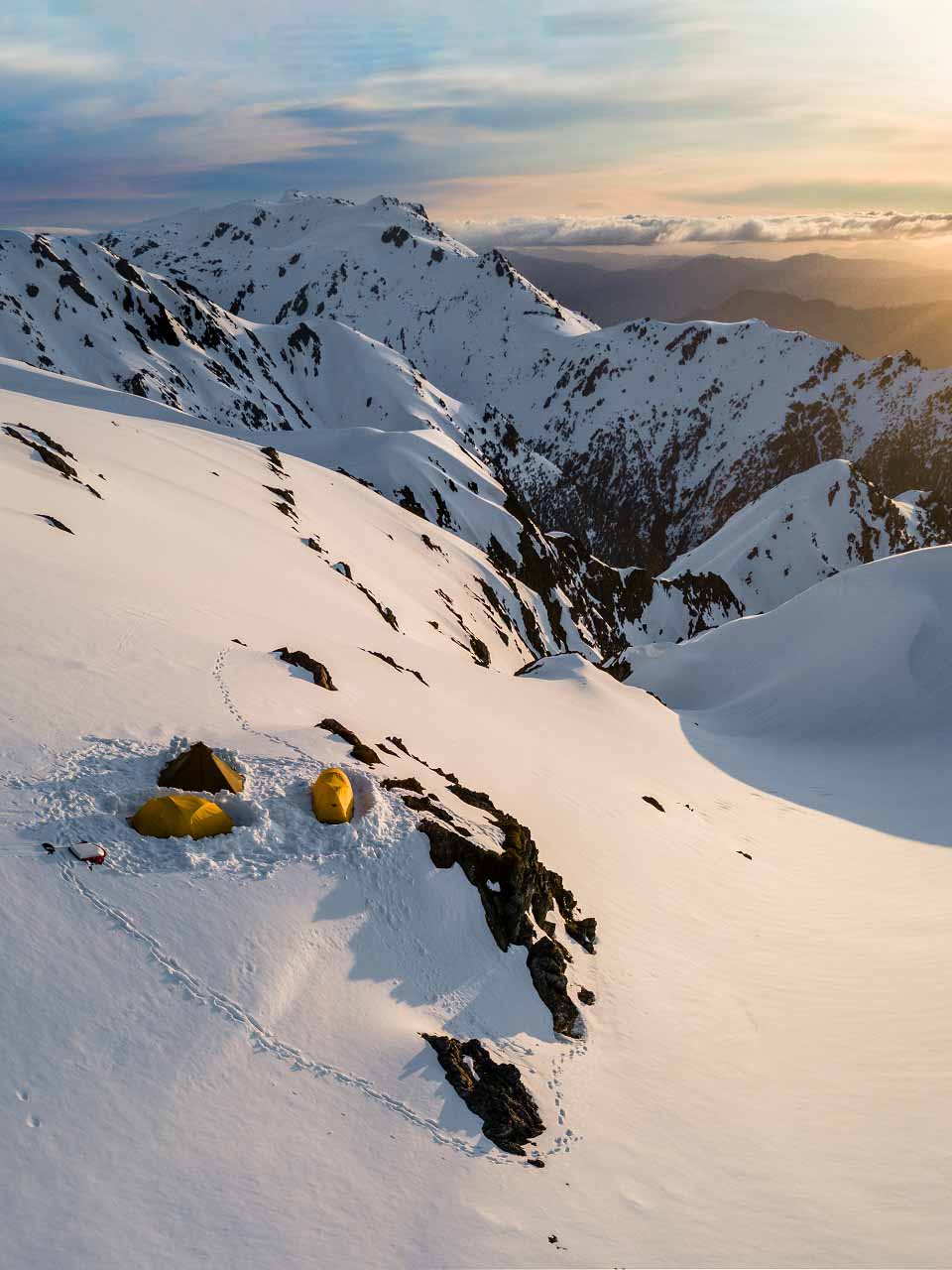 Sunrise on the snow mountains