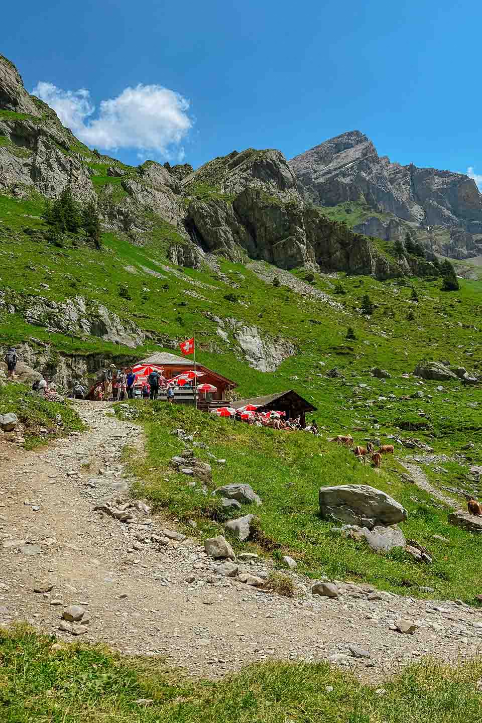 Stopping by a hut for water and drinks