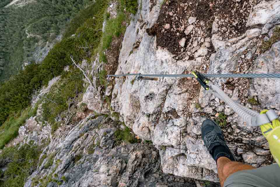 View back down on the cable climb