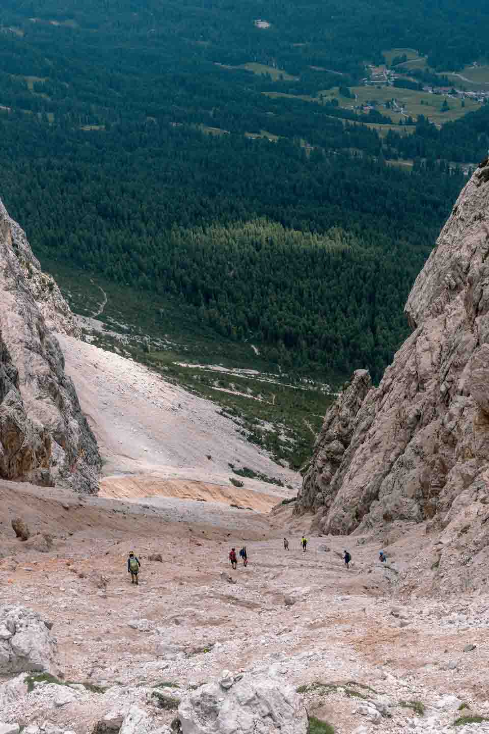 The scree valley down to the bottom