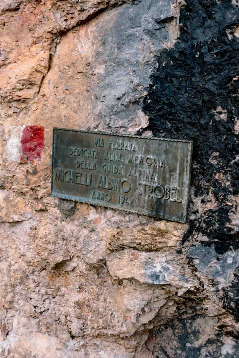 Plaque at the start of the Via Ferrata